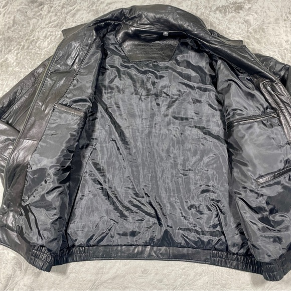 Roundtree & Yorke Lambskin Leather Bomber Jacket Coat Black Men’s 3X - Picture 2 of 9